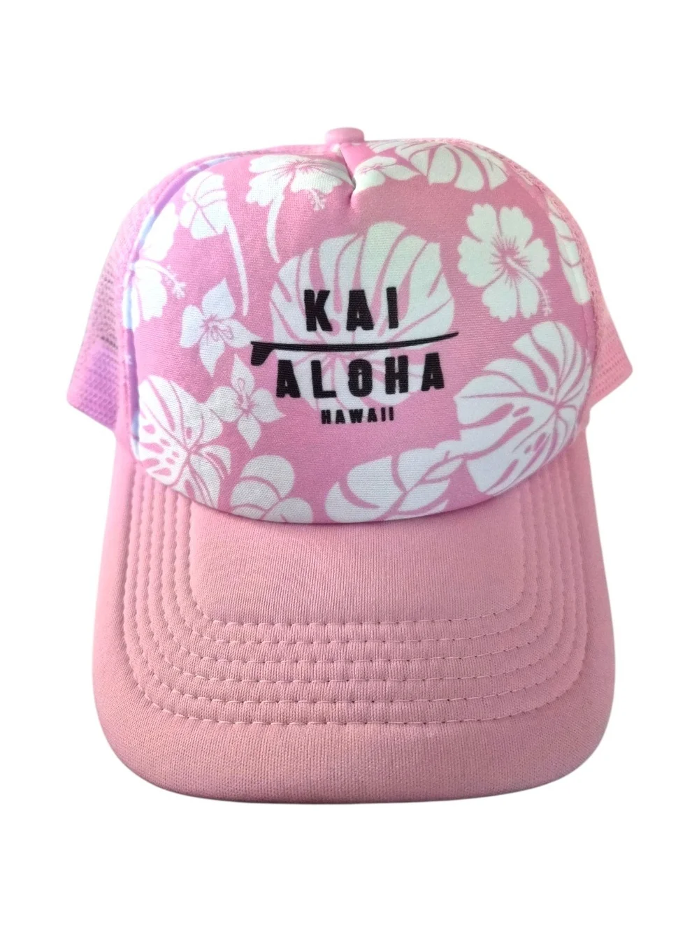 Hibiscus Hawaii Trucker Hat & Pink Purple Mesh Shoulder Beach Purse Bag Set